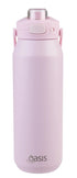 Oasis Ceramic Stainless Steel Capri Drink Bottle W/ Lid 1l Pink Lemonade