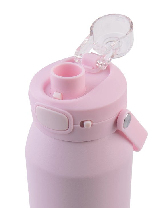 Oasis Ceramic Stainless Steel Capri Drink Bottle W/ Lid 1l Pink Lemonade
