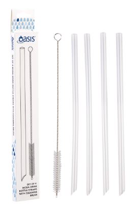 Oasis 'moda' Drink Bottle Straws S/4 With Cleaning Brush