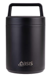 Oasis Stainless Steel Double Wall Food Flask With Handle & Spoon 480ml - Black