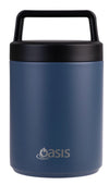Oasis Stainless Steel Double Wall Food Flask With Handle & Spoon 480ml - Indigo