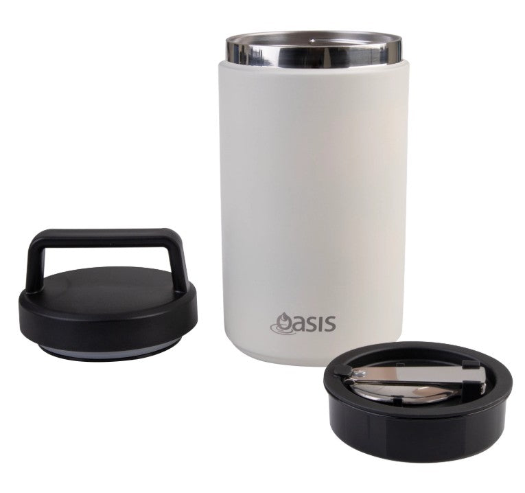 Oasis Stainless Steel Double Wall Flask With Handle & Spoon 700ml - Alabaster