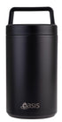 Oasis Stainless Steel Double Wall Flask With Handle & Spoon 700ml - Black