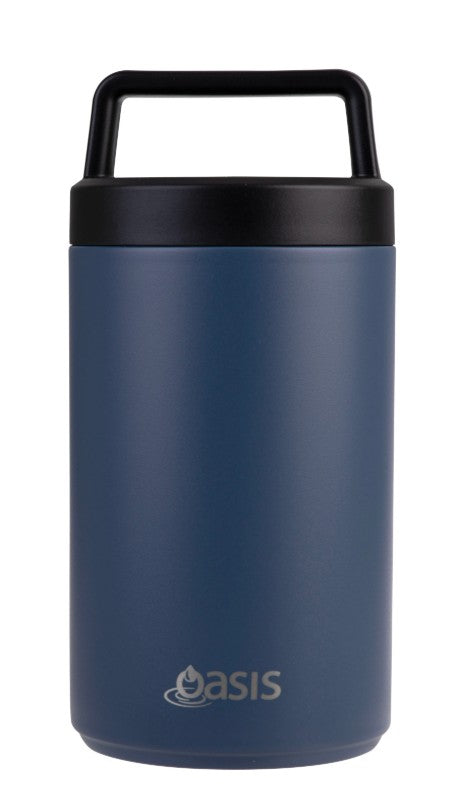 Oasis Stainless Steel Double Wall Flask With Handle & Spoon 700ml - Indigo