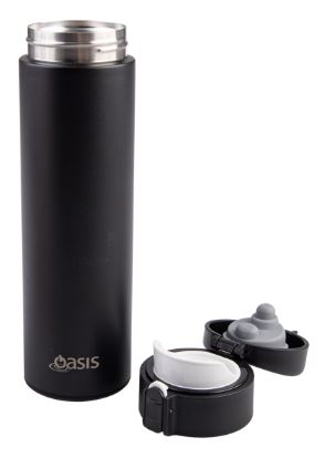 Oasis Stainles Steel Double Wall Insulated Flip Top Flask 480ml - Black