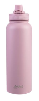 Oasis Stainless Steel Double Wall Insulated 'challenger' Sports Bottle With Quick Realease Cap 1.1l - Blush