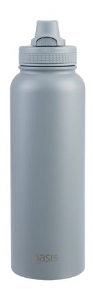 Oasis Stainless Steel Double Wall Insulated 'challenger' Sports Bottle With Quick Release Cap 1.1l - Hazy Blue
