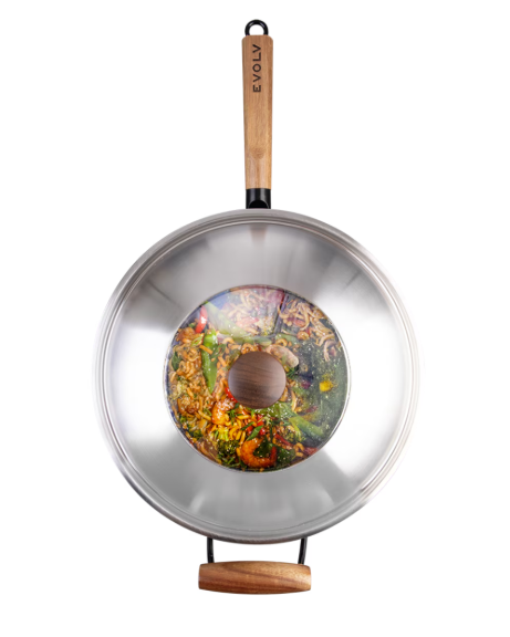 Evolv Stainless Steel And Glass Wok Lid 35cm