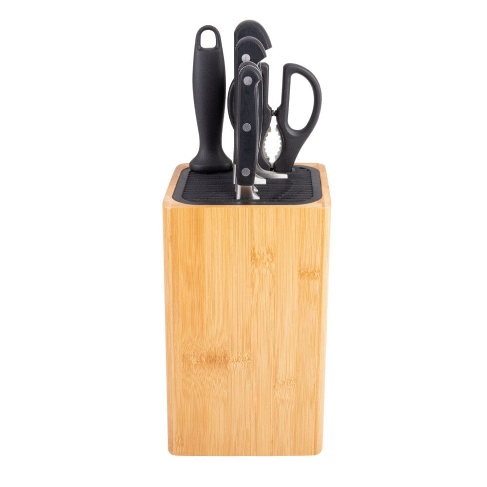 Appetito Square Universal Knife Block - Bamboo Knife Storage The Cooks Kitchen Mandurah 