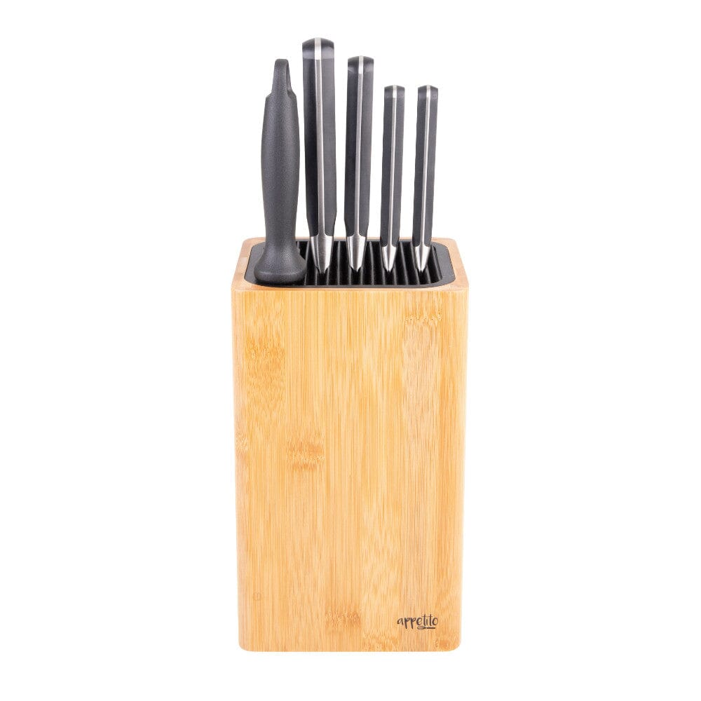 Appetito Square Universal Knife Block - Bamboo Knife Storage The Cooks Kitchen Mandurah 