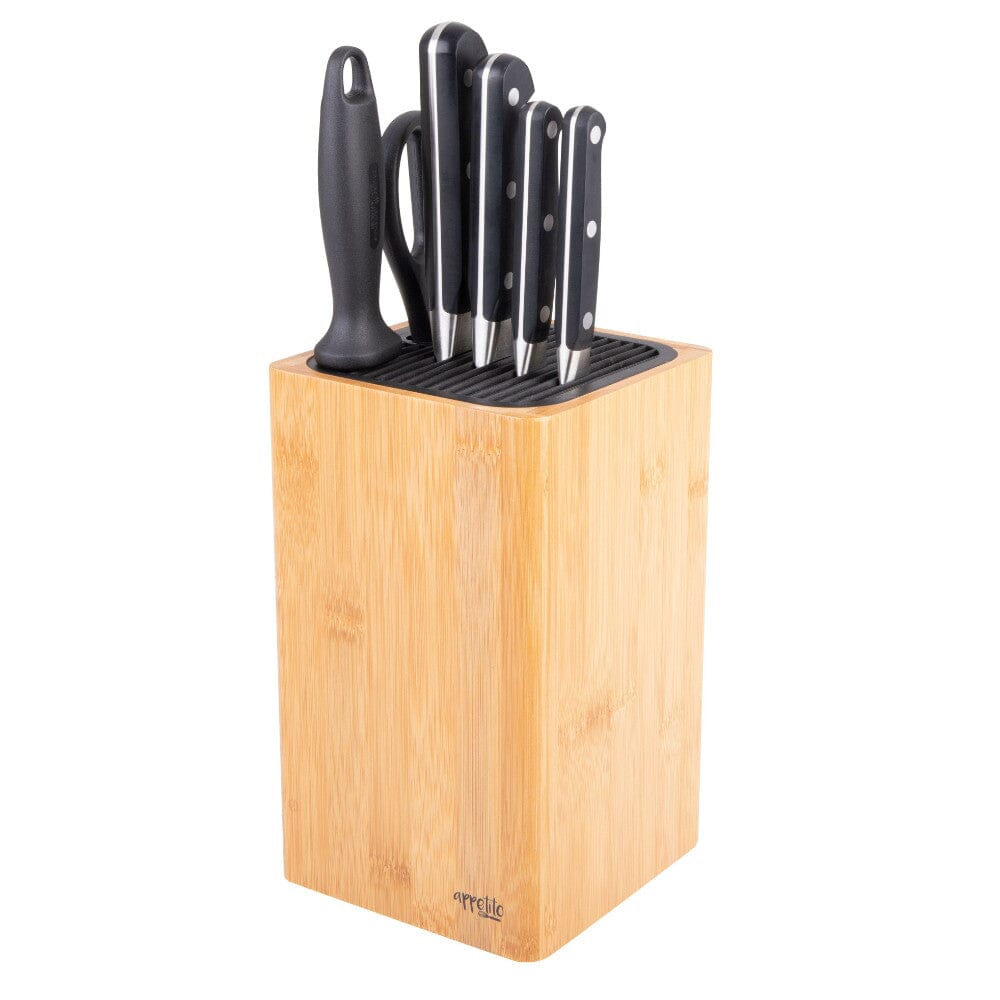 Appetito Square Universal Knife Block - Bamboo Knife Storage The Cooks Kitchen Mandurah 
