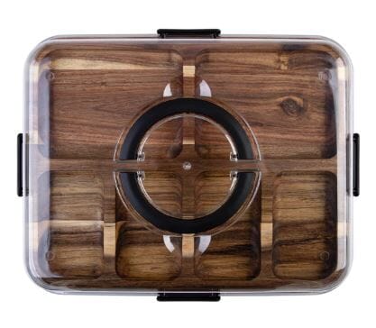 Alfresco Lane Acacia Wood 6 Compartment Rectangular Grazing Platter With Lid Platters The Cooks Kitchen 