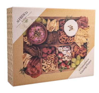 Alfresco Lane Acacia Wood 6 Compartment Rectangular Grazing Platter With Lid