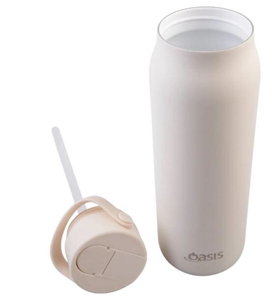 Oasis Ceramic Lined Stainless Steel Double Walled Sorrento Sipper Bottle 900ml - Alabaster Drink Bottles The Cooks Kitchen 