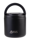 Oasis Double Wall Food Flask With Quick Release Lid & Spork 550ml - Black