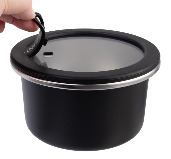 Oasis Microwave Safe Round Stainless Steel Container 600ml Black