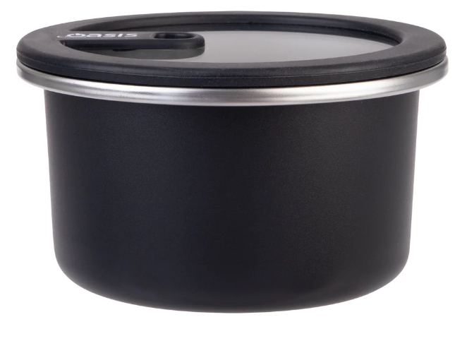 Oasis Microwave Safe Round Stainless Steel Container 600ml Black