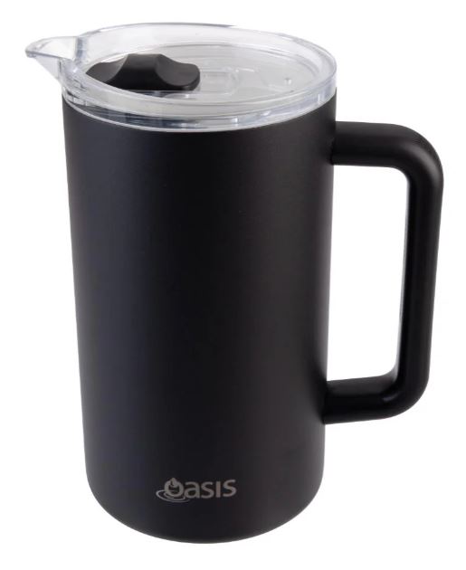 Oasis Ceramic Lined Stainless Steel Triple Wall Insulated Water Pitcher 1.5l - Black