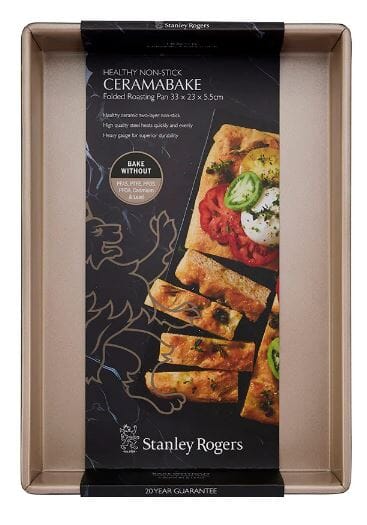 Stanley Rogers Ceramabake Ceramic Non Stick Folded Raosting Pan - 33x23x5.5cm Baking Tins, Trays, Pans & Ramekins The Cooks Kitchen 