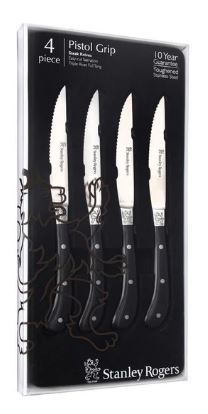 Stanley Rogers 4 Piece Pistol Grip Steak Knives - Artisan Black