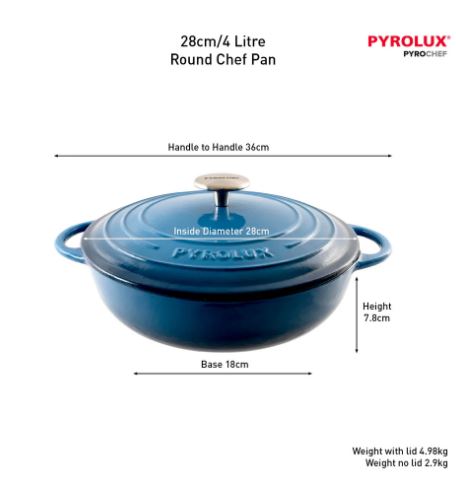 Pyrochef Round Chef Pan 28cm/4l Ocean Blue
