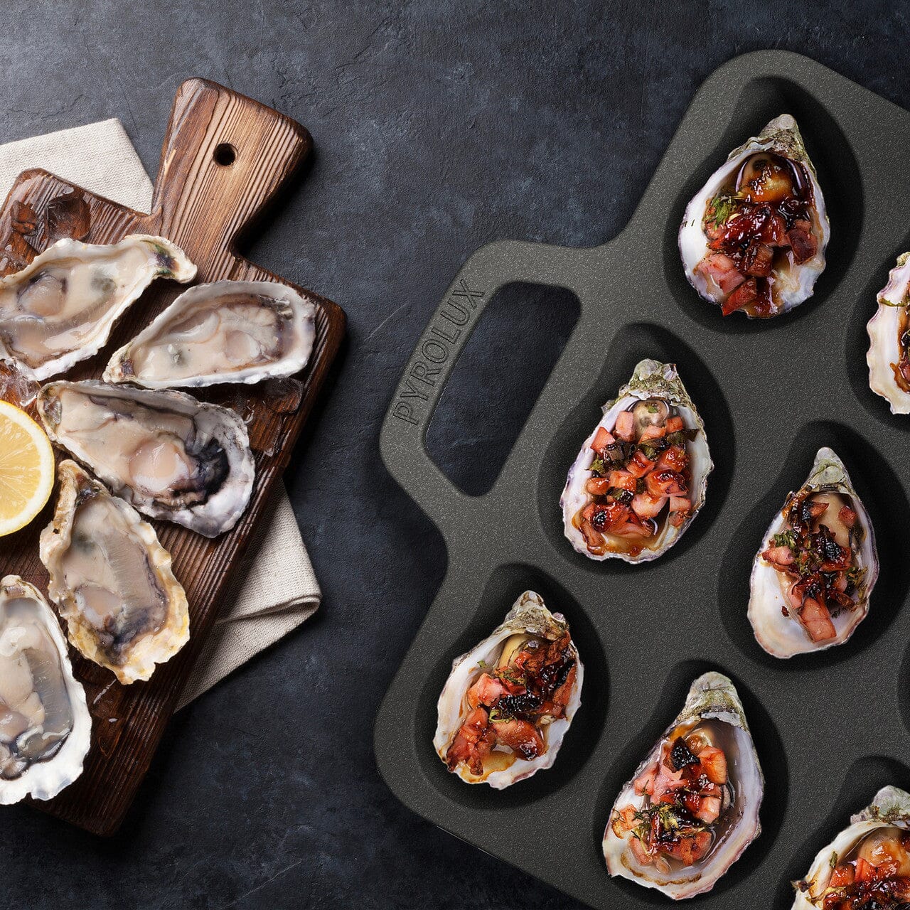 Pyrocast Oyster Tray Griddles - Sizzlers & Poachers The Cooks Kitchen 
