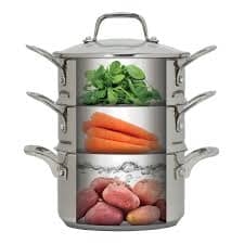 Pyrosteel 3 Tier 24cm Steamer Set Double Boilers & Steamer Insert The Cooks Kitchen 