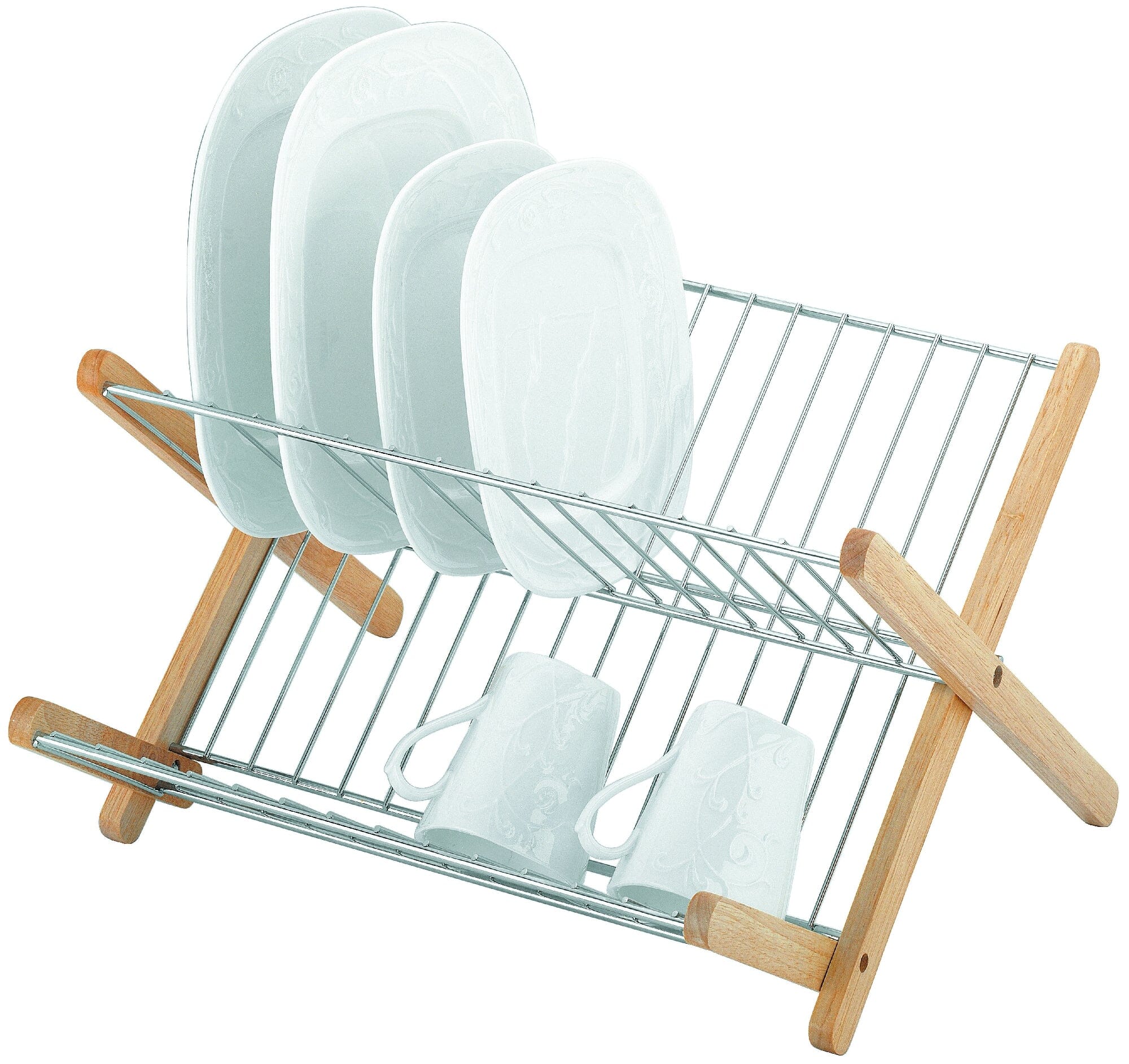 Avanti Monterey Wood And Chrome X Profile Dish Rack With Foldout Step Dish Racks & Drainers The Cooks Kitchen Mandurah 
