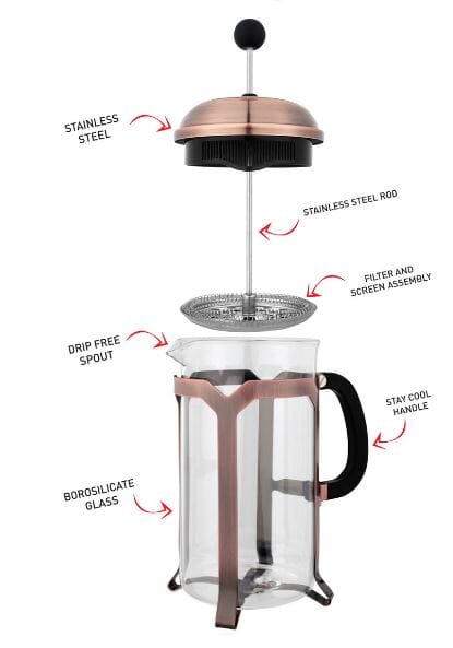 Avanti Domo Plunger 600ml/4 Cup Antique Glass Coffee Plungers The Cooks Kitchen 