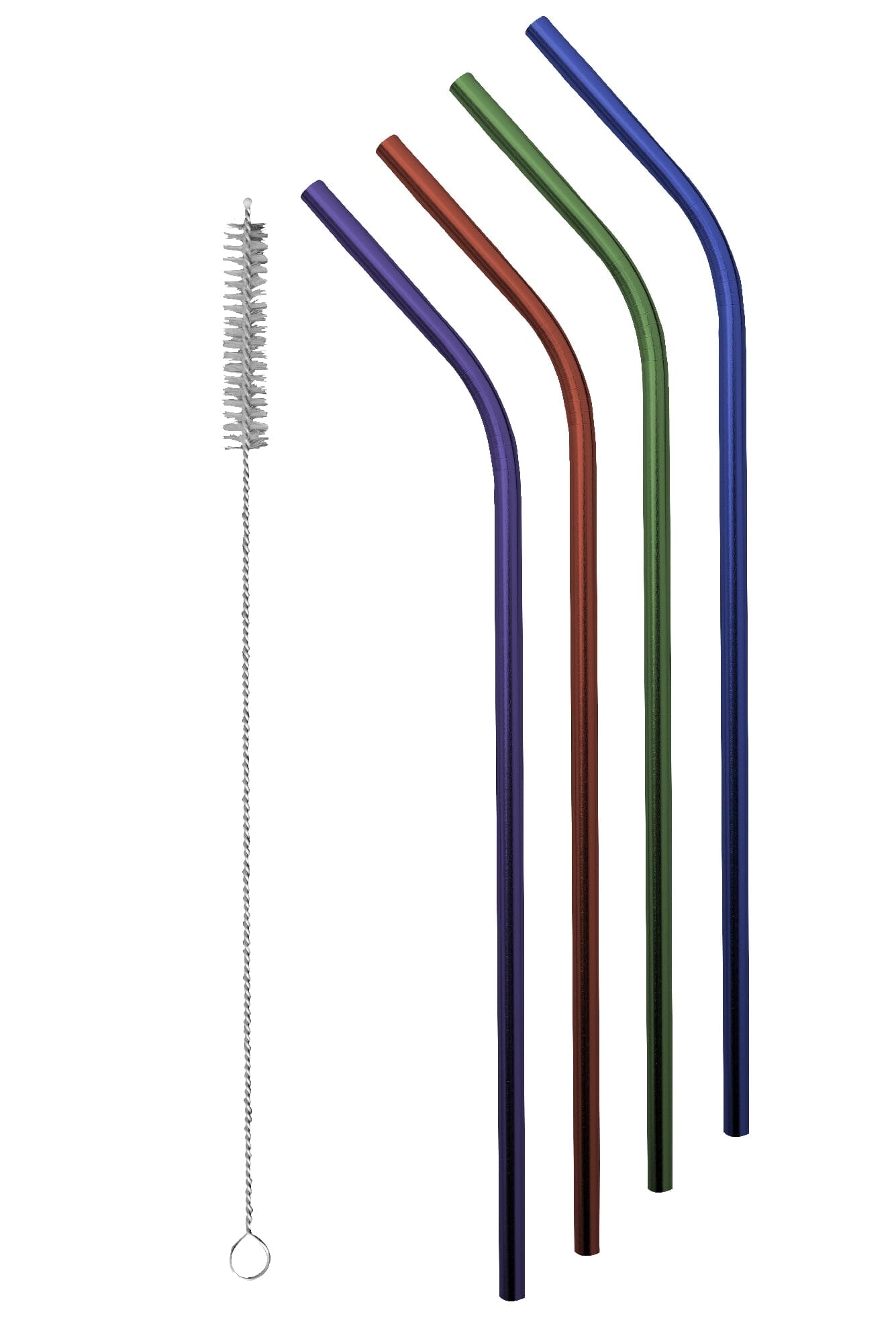 Avanti Stainless Steel Straws With Cleaning Brush S/4 - Rainbow Barware Accessories The Cooks Kitchen Mandurah 