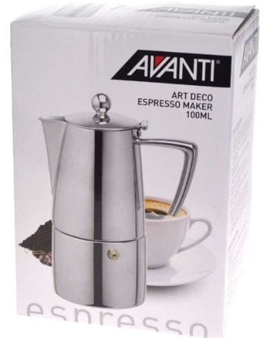 Avanti Art Deco Espresso Maker - 2 Cup / 100ml - Stainless Steel Stovetop Espresso Makers The Cooks Kitchen 