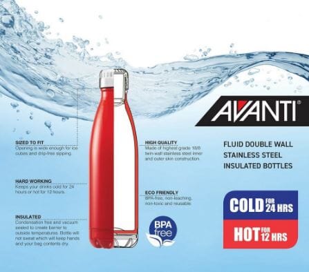 Avanti Fluid Bottle 500ml - Soft Pink Drink Bottles The Cooks Kitchen 