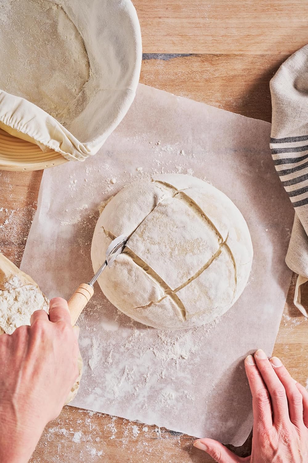 Bakemaster Proving Basket - Round With Liner 22cm