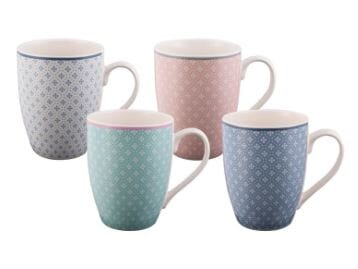 Bundanoon Coupe Mug 355ml Set Of 4 - Geo Diamonds Mugs - Cups & Saucers The Cooks Kitchen 