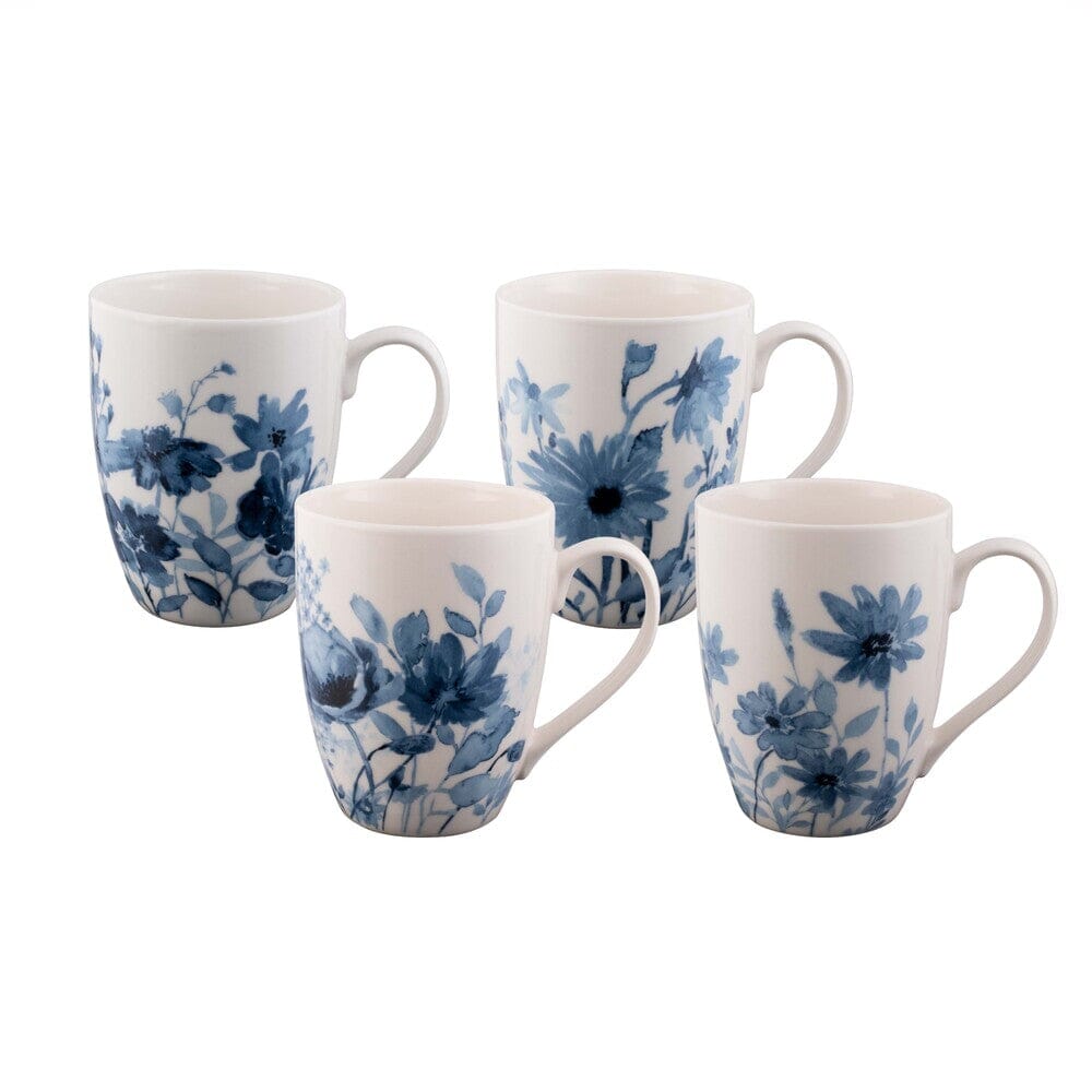 Bundanoon Coupe Mug Set Of 4 - Garden Blues Mugs - Cups & Saucers The Cooks Kitchen 