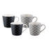 Bundanoon Mod Mug Set Of 4 - Mono Geometrics Mugs - Cups & Saucers The Cooks Kitchen 