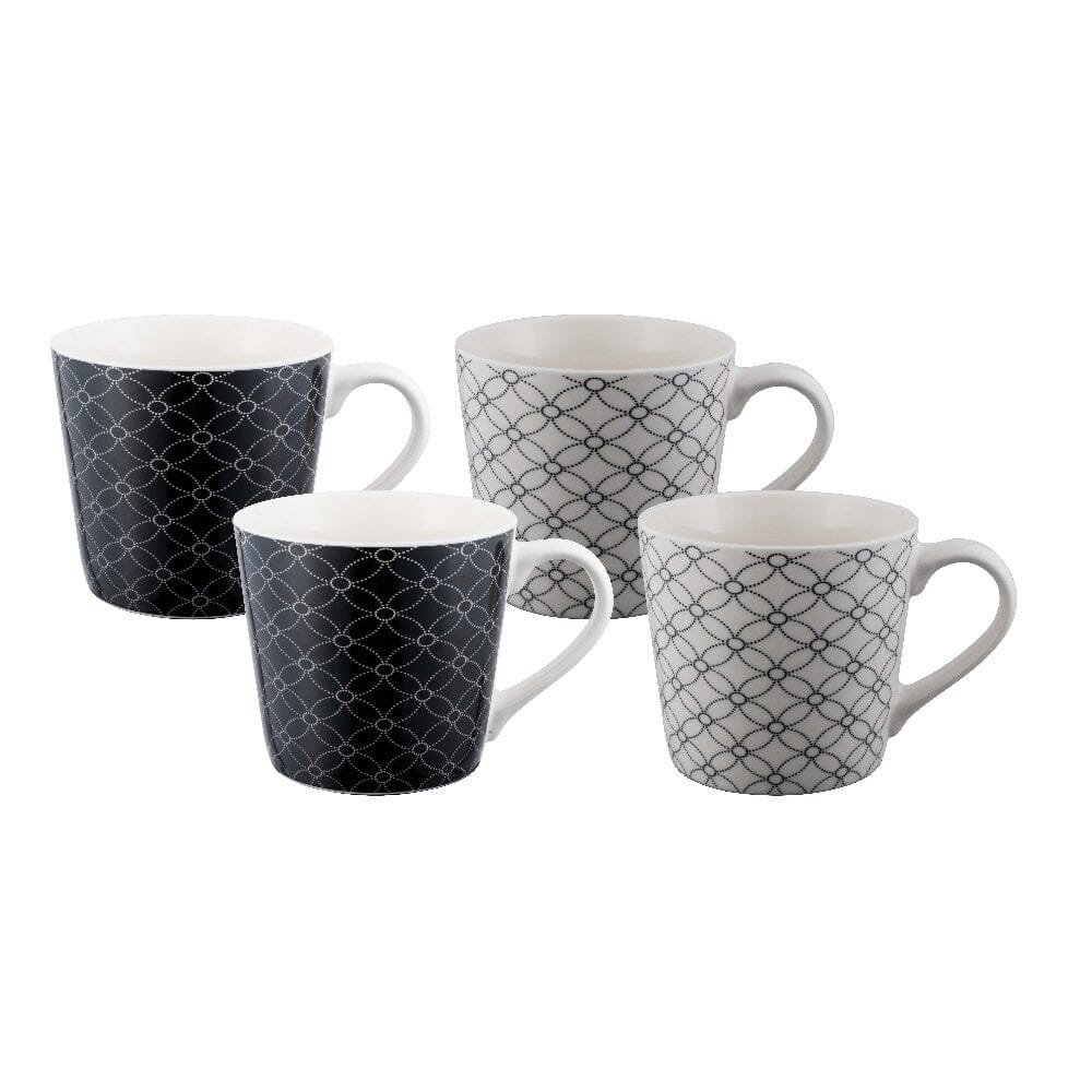 Bundanoon Mod Mug Set Of 4 - Mono Geometrics Mugs - Cups & Saucers The Cooks Kitchen 