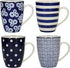 Bundanoon Mega Mug 500ml Set Of 4 - Water Colour Blue Mugs - Cups & Saucers The Cooks Kitchen 