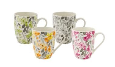 Bundanoon Coupe Mug 340ml Set Of 4 - Floral Mugs - Cups & Saucers The Cooks Kitchen 