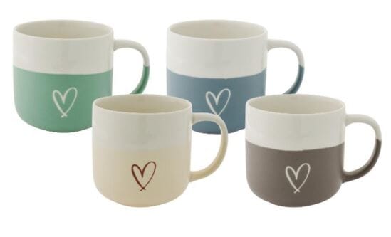 Bundanoon Classic Mug - Hearts 400ml Set Of 4 Mugs - Cups & Saucers The Cooks Kitchen 