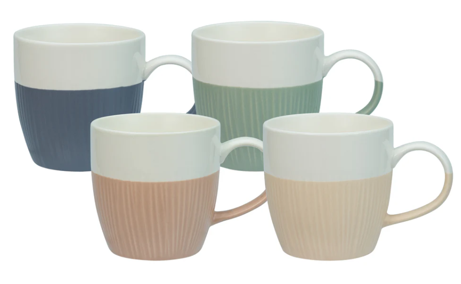 Bundanoon Coupe Mug 355ml Set Of 4 - Banded Matte Ribbed