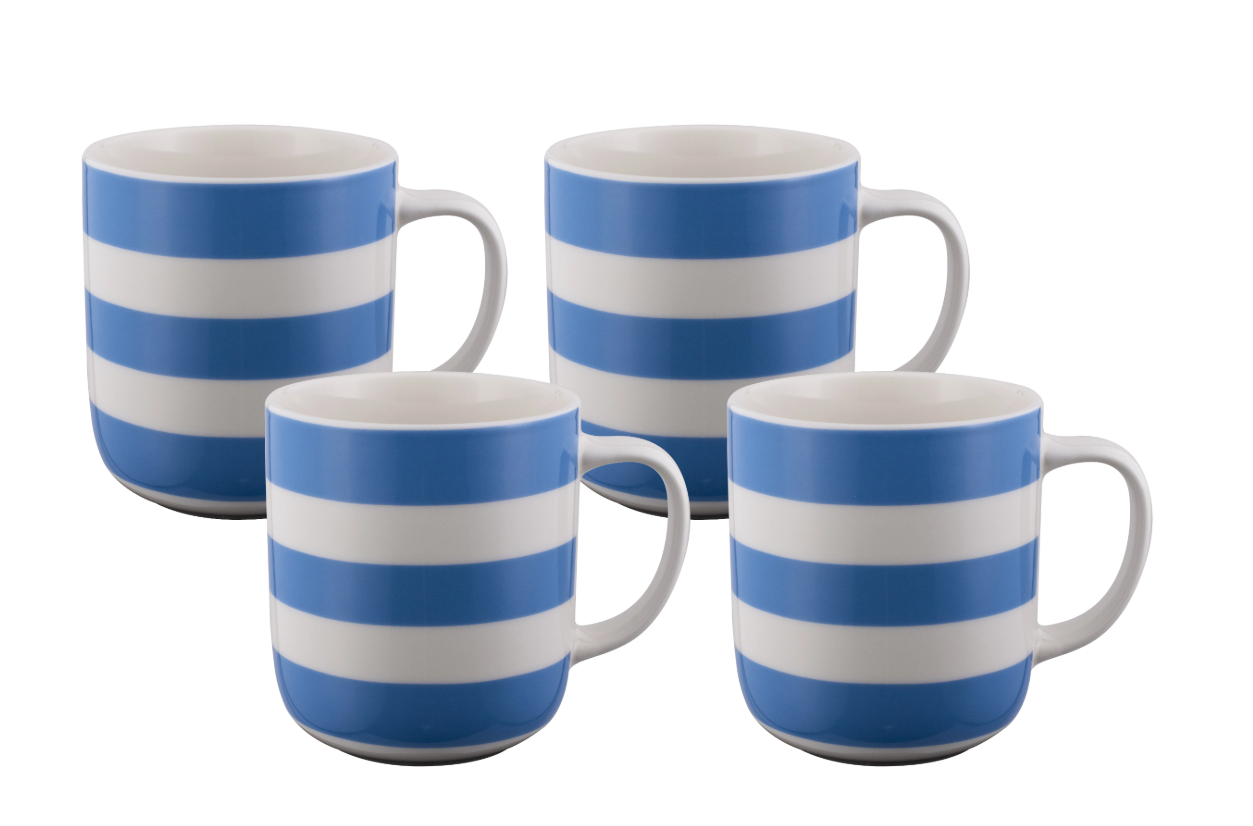Bundanoon Classic Mug 400ml Set Of 4 - Nautical Stripes Royal Blue