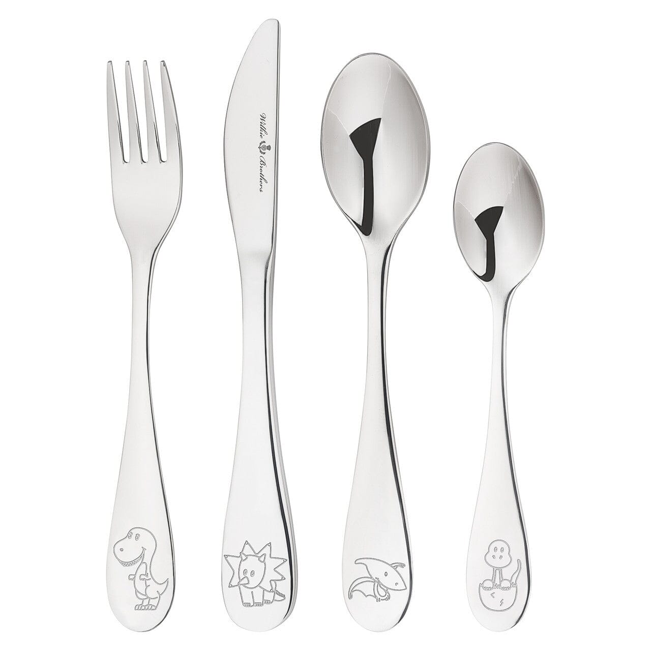 Wilkie Brothers 4 Piece Children's Cutlery Set - Dinosaur Kids Cutlery The Cooks Kitchen Mandurah 