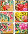 Cinnamon Native Flowers Coasters - Set Of 6