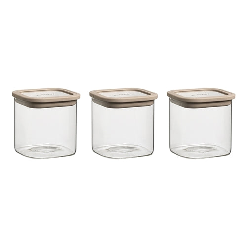 Ecology Store Set Of 3 Square Canisters - Almond
