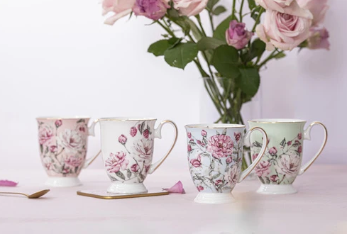 Ashdene Raspberry Rose Powder Blue Footed Mug 310ml