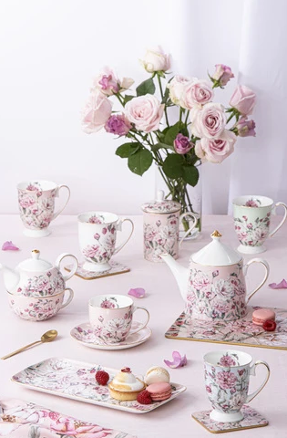 Ashdene Raspberry Rose Green Footed Mug 310ml