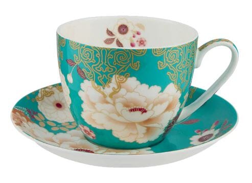 Maxwell & Williams Kimono Breakfast Cup & Saucer 480ml - Teal Mugs - Cups & Saucers The Cooks Kitchen 