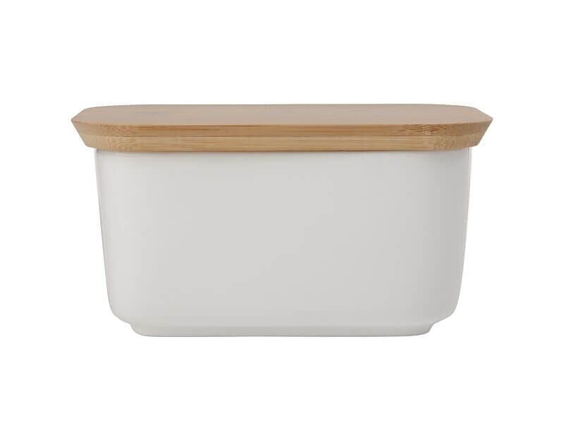 Maxwell & Williams White Basics Butter Dish W/ Bamboo Lid Bread & Butter Storage The Cooks Kitchen Mandurah 