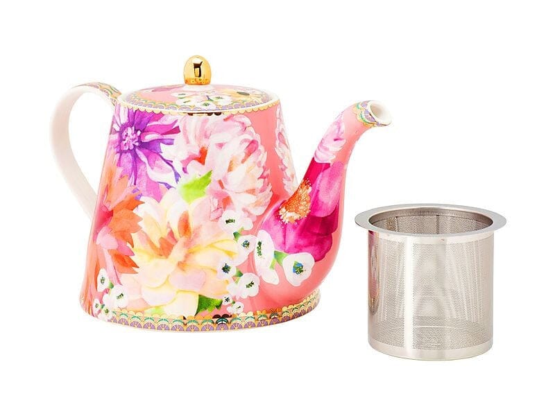 Maxwell & Williams Teas & C's Dahlia Daze Teapot With Infuser 1lt Pink Teapots & Infusers The Cooks Kitchen Mandurah 